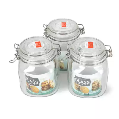 Music clasp buckle snaps soda lime glass storage jar 3-piece set sealed glass fresh-keeping cans LLG533S3