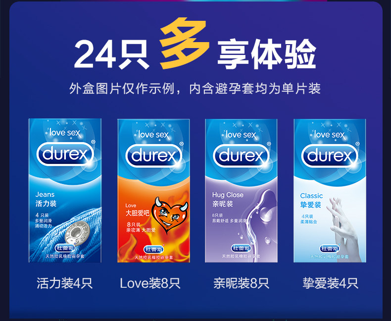 镇店之宝 杜蕾斯 经典四合一24只装+小铁盒 图2