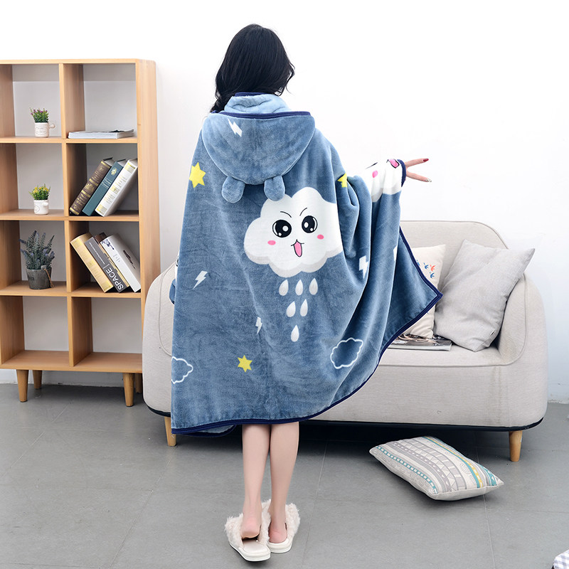Shawl cape Cape Coral Fluff Blanket Air Conditioning Sloth Cute Little Blanket Single Spring Summer Office Afternoon Nap Blanket-Taobao