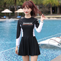 Swimsuit female 2021 new hot spring Conservative winter swimming pool special student girl split long sleeve belly