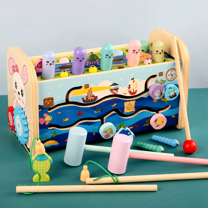 Drums anti-stress \"Gopher\", big universal wooden toy for early age for boys and girls