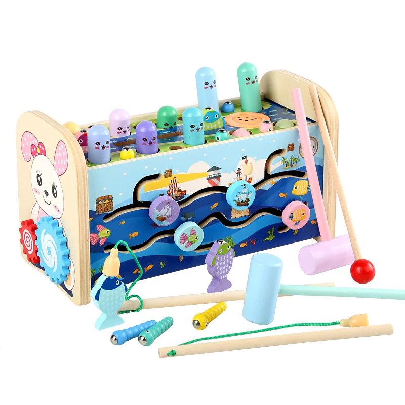 Drums anti-stress \"Gopher\", big universal wooden toy for early age for boys and girls