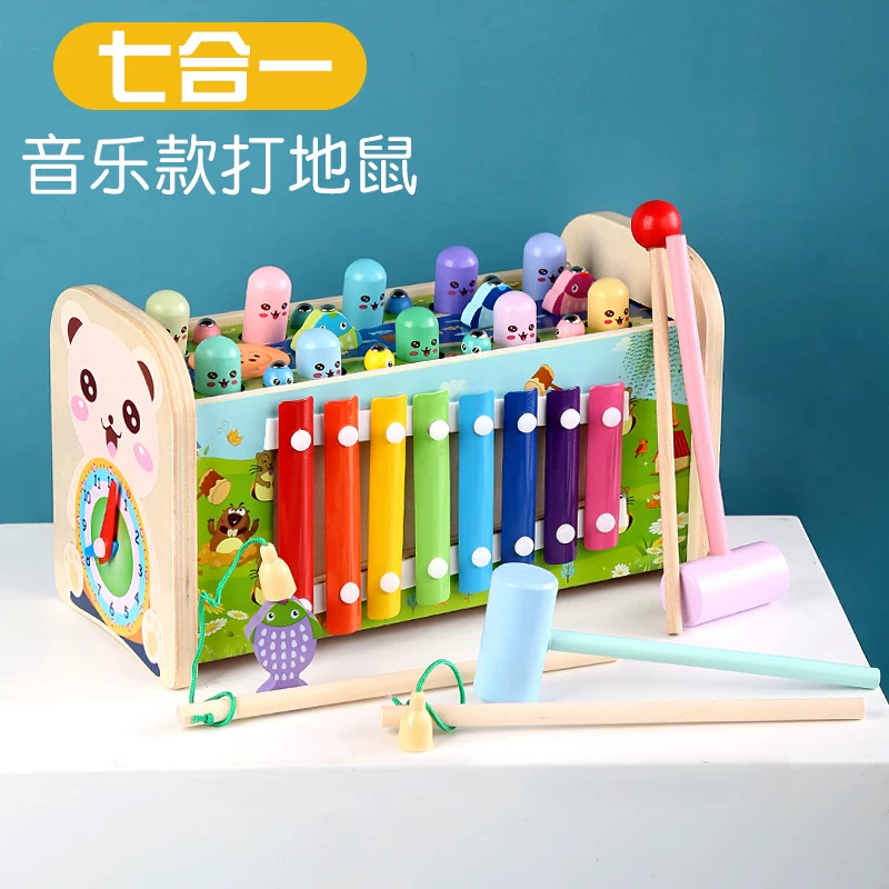 Drums anti-stress \"Gopher\", big universal wooden toy for early age for boys and girls