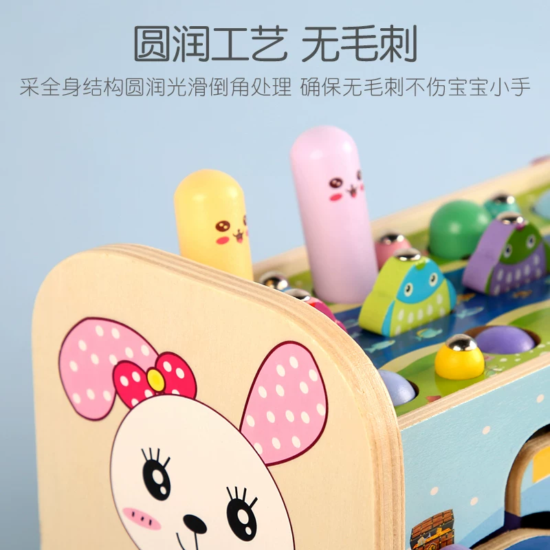 Drums anti-stress \"Gopher\", big universal wooden toy for early age for boys and girls