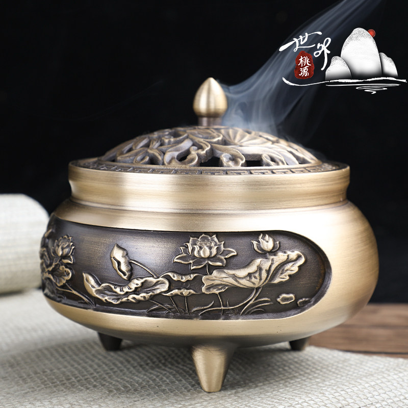 Incense burner pure copper incense burner household indoor for Buddha sandalwood incense ornaments for agarwood three-legged extra-large incense burner