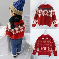 Детский праздничнный красный бархатный свитер, пуховик, детская одежда, детская одежда, 2020, в западном стиле