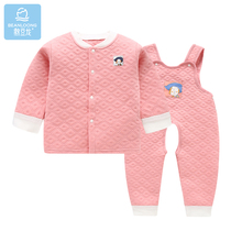 Bean Dragon Baby Autumn and Winter Set Men and Women Children Pure Cotton Thick Warm Winter Dress Baby Westernized 1 Strap Set 3