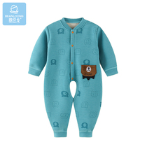 Bean dragon baby plus velvet jumpsuit men and women baby autumn and winter thick warm 989603K