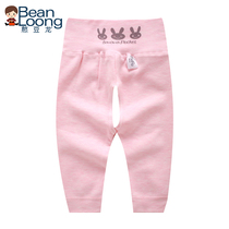 Shu velvet cotton baby pants spring and autumn thin men and womens autumn pants single wear baby high waist belly pants open file