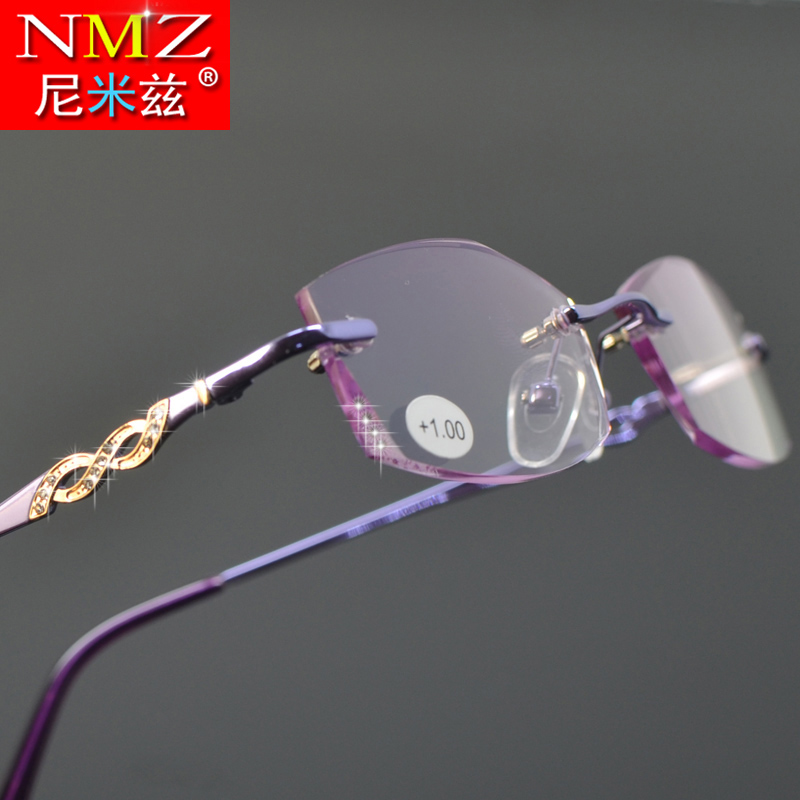 Cut edge old flower glasses Women without frame inlaid drill Old mirror fashion youthful look at mobile phone with high-definition far view enlarged flower mirror