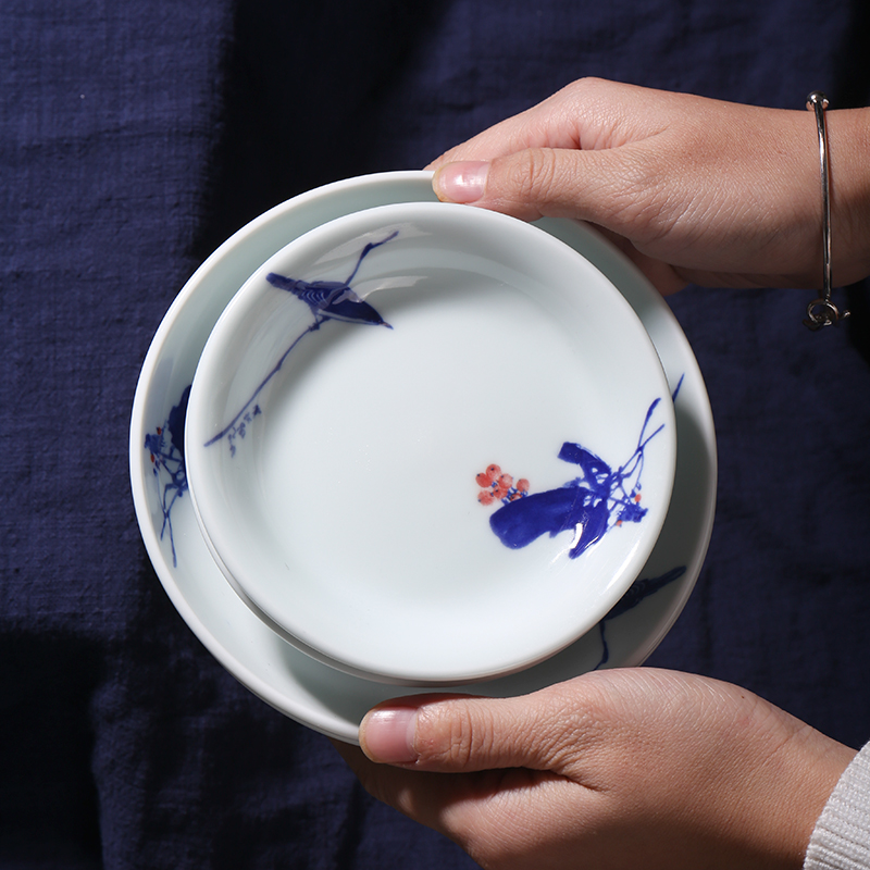 Household small butterfly plate of jingdezhen ceramic disc of manual flavour restoring ancient ways small vinegar dish dish dish dish dish plates tableware