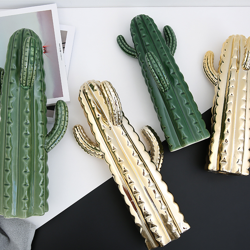 Nordic ceramic cactus ornaments creative home decorations Model tenant hall bedroom fairy column decoration simple