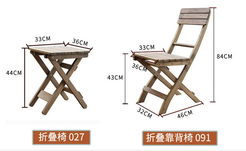 Bộ Bàn Ghế Gỗ Chắc Chắn Giải Trí Ban Công Bàn Ăn Di Động Dã Ngoại Ngoài Trời Nướng Tròn Cắm Trại Bàn