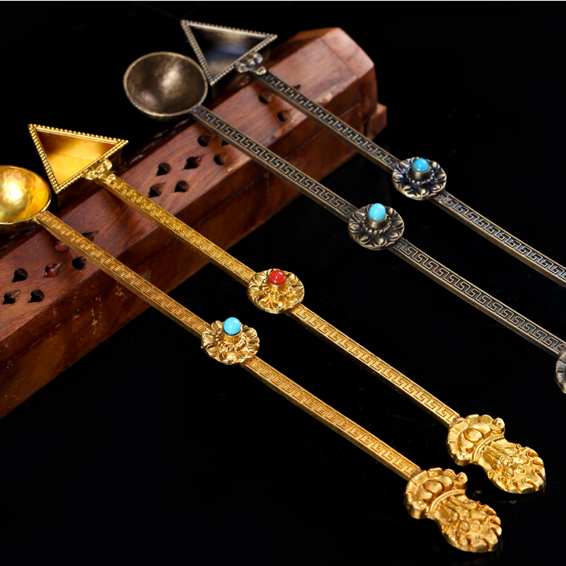 Incense Road tool Tibetan Bronze Spoon Pure Bronze Spoon Fire for smoke Spoon Triangle Lavender