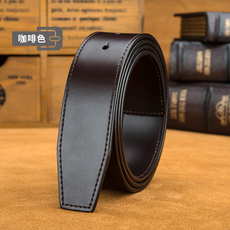 Business belt Male genuine leather without head Headless Monolayer Head Layer Bull Leather Men Strap 3 3 Board Buttoning Pants with body