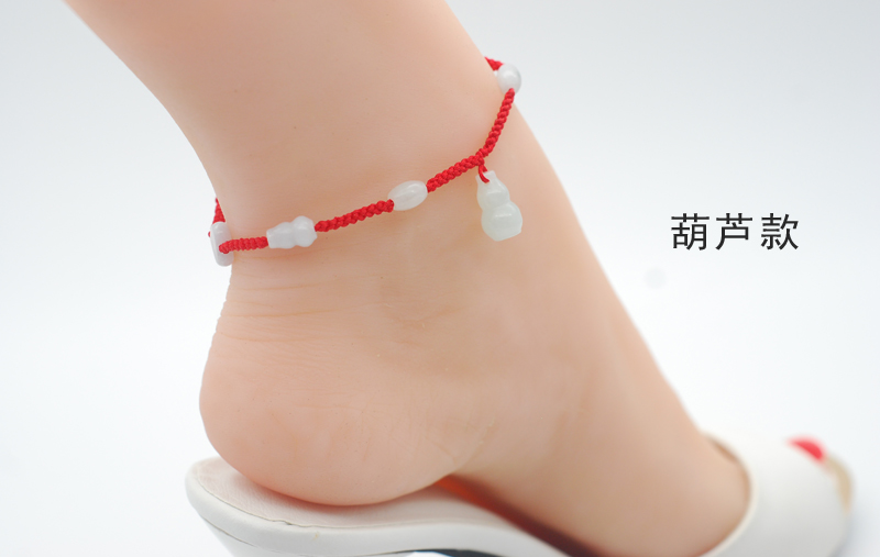 Ngọc bích tự nhiên Một hàng hóa dây đỏ vòng chân Yuhong dây thừng phiên bản Hàn Quốc dệt tay đơn giản mẫu nam và nữ vòng chân titin ko gỉ
