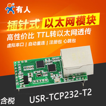 有人串口转网口以太网模块工业级ttl转rj45有线透传USR-TCP232-T2