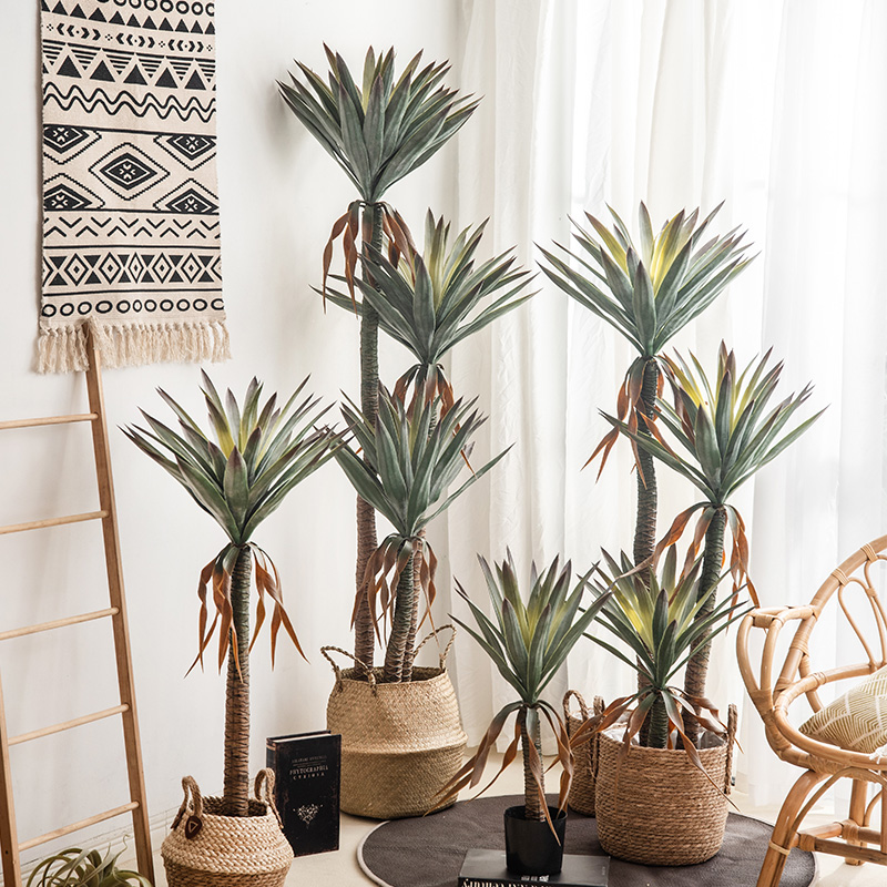 Nordic emulated sisal iron tree plant potted decoration bionic green planting fake tree indoor shop window building view home swing piece-Taobao