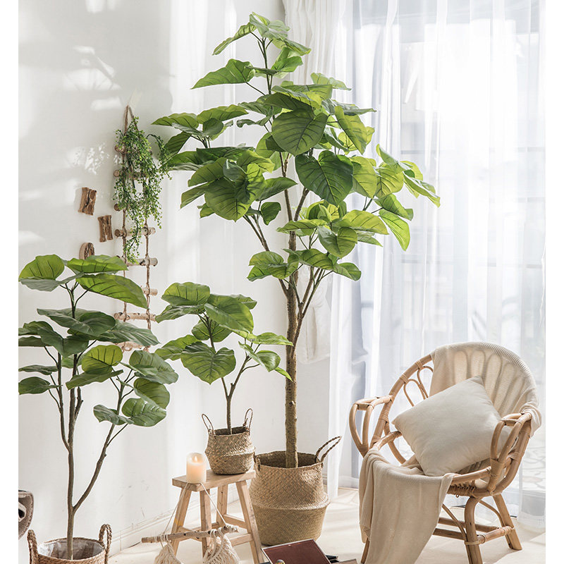 Emulated violin leaf banyan large potted Nordic plant indoor swinging piece fake green planting bonsai home living room decoration furnishing-Taobao