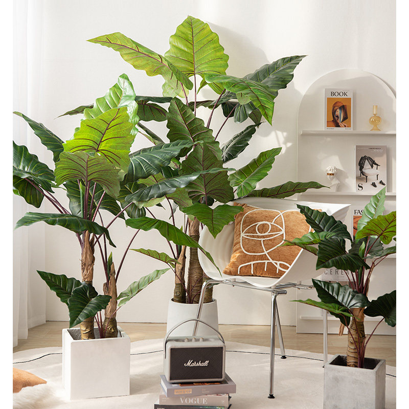 Simulation green planting potted plant decoration building simulation plant floor window swing piece fake tree living room indoor fake plant-Taobao