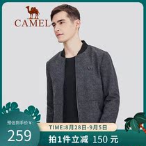  Camel mens jacket mens spring and autumn new Korean version of the trend large size casual cashmere blended baseball collar jacket men