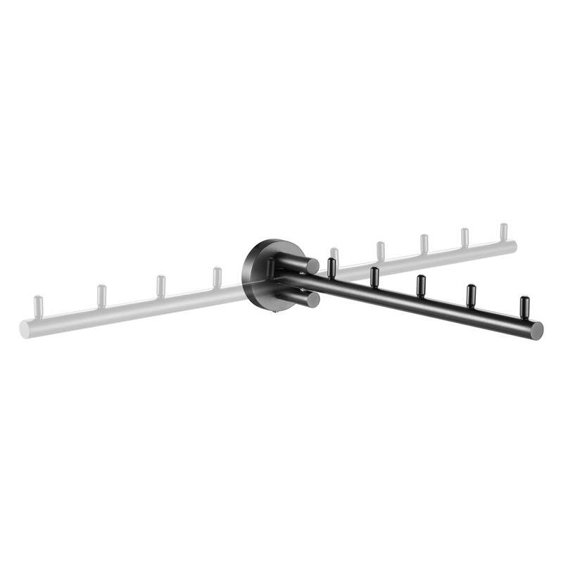 Manufacturer Interlocking Hotel Apartment Shower Room Folding Clothes Hook Rotating Clothes Rack Swing Drying Rod Storage Hook Gray