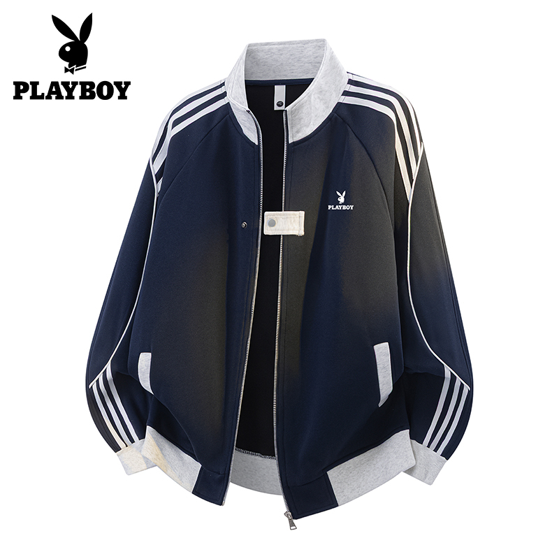 Playboy Jacket Men's 2026 New Autumn American Baseball Jacket Men's Workwear Stand Collar Zipper Cardigan Jacket Playboy Jacket Men's 2026 New Autumn American Baseball Jacket Men's Workwear Stand Collar Zipper Cardigan Jacket
