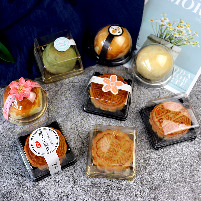 50 75 100g black gold ice skin Cantonese mooncake box Blister box Mung bean cake Egg yolk crisp packaging