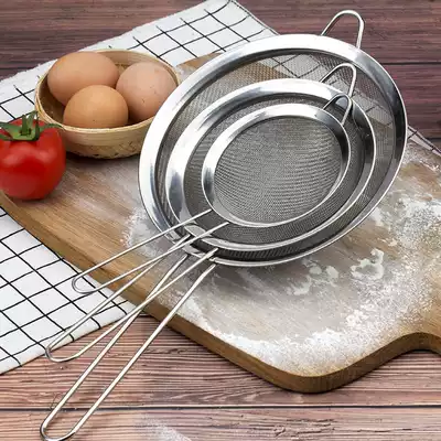 Stainless steel hand-held flour sieve Powdered sugar egg liquid sieve Oil grid slag fishing Malatang soymilk filter sieve colander