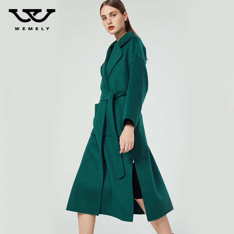 Double-sided cashmere big coat female medium long version 2020 New fashion lacing atmosphere relaxed over kneecap female jacket woman