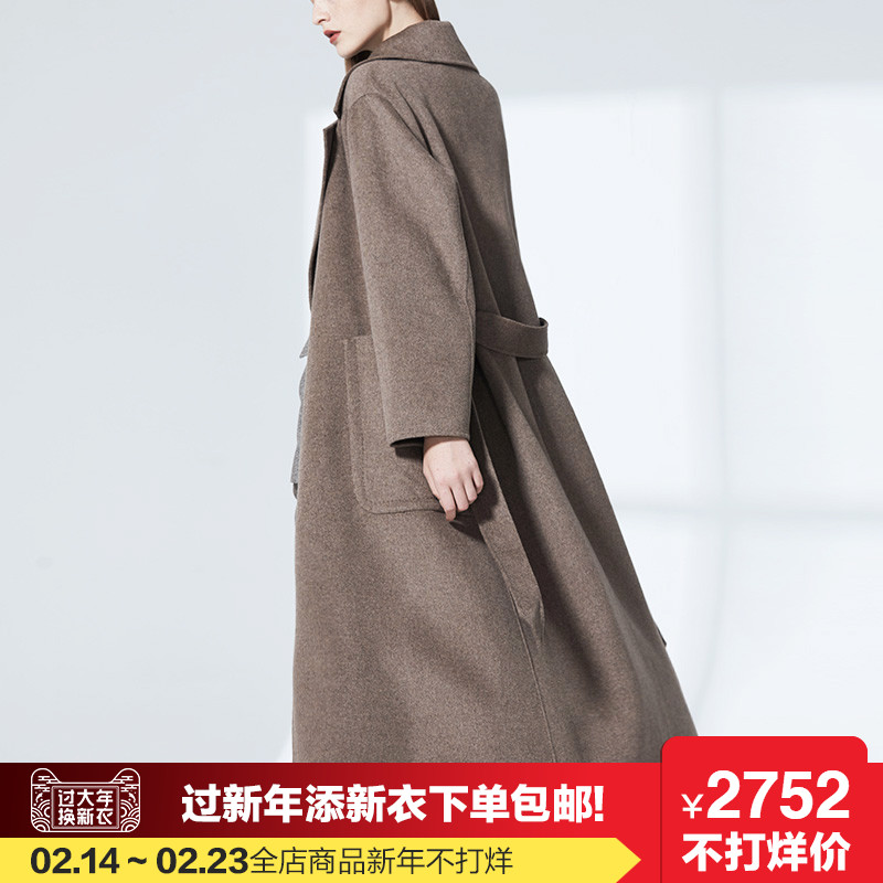 双面羊绒大衣女中长款2017秋冬新款丝羊绒过膝呢子大衣毛呢外套_网红优惠券