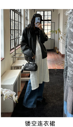 Кожаная куртка 左边女装立领机车皮衣外套2024春装新款复古做旧皮夹克 男女同款 ILEFT