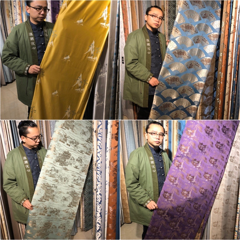 Migjin Division * Some national wind fabrics emulated silk satin jacquard dress Han serve window curtain cloth (thin section)