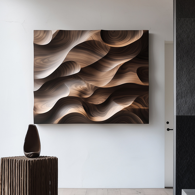 Italian Minimalist Living Room Decorative Painting, High-End Entrance Stereo Hanging Painting, Wabi-Sabi Style Abstract Wood Carving Art Installation Painting