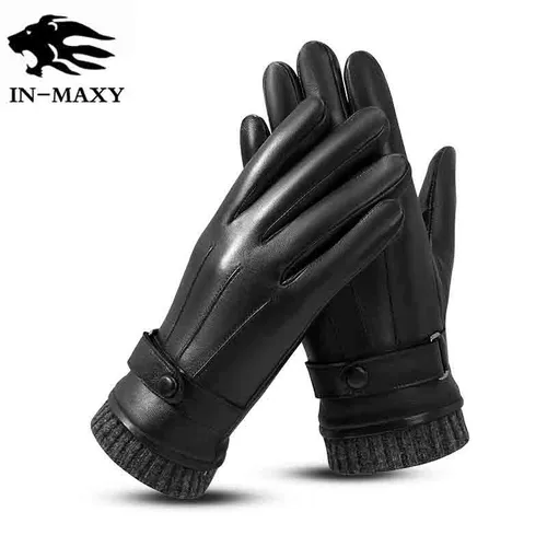 Мужские зимние утепленные тонкие перчатки, из натуральной кожи