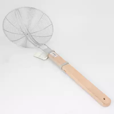 19 23 cm filter net spoon Extended wooden handle thick net fried fence mixed noodles fishing net fishing colander Stainless steel wire leakage