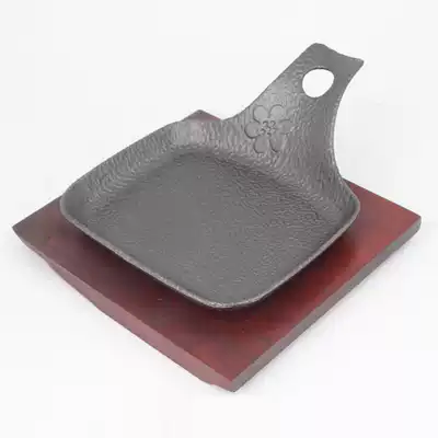 Cast iron tableware Pig iron rectangular pattern iron plate Chinese and Western meals Cast iron baking plate frying plate Characteristic iron plate tableware