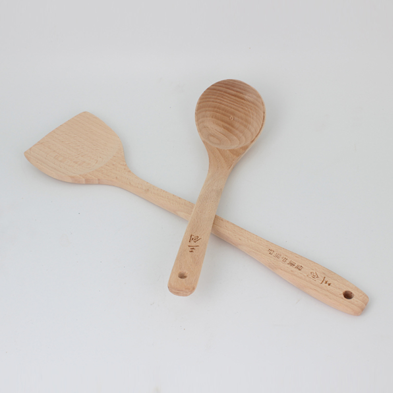 Lacquer-free beech spoon long wooden spatula wooden spoon solid wood long handle non-stick pan spatula fried vegetable spatula long handle porridge spoon oil spoon