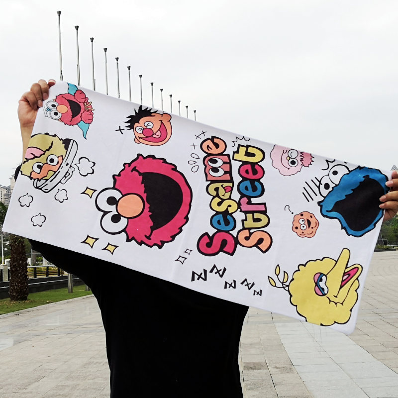 Sesame Street cartoon ins fashion fitness sweat towel sweat-absorbing female running yoga exercise quick-drying water-absorbing towel tide