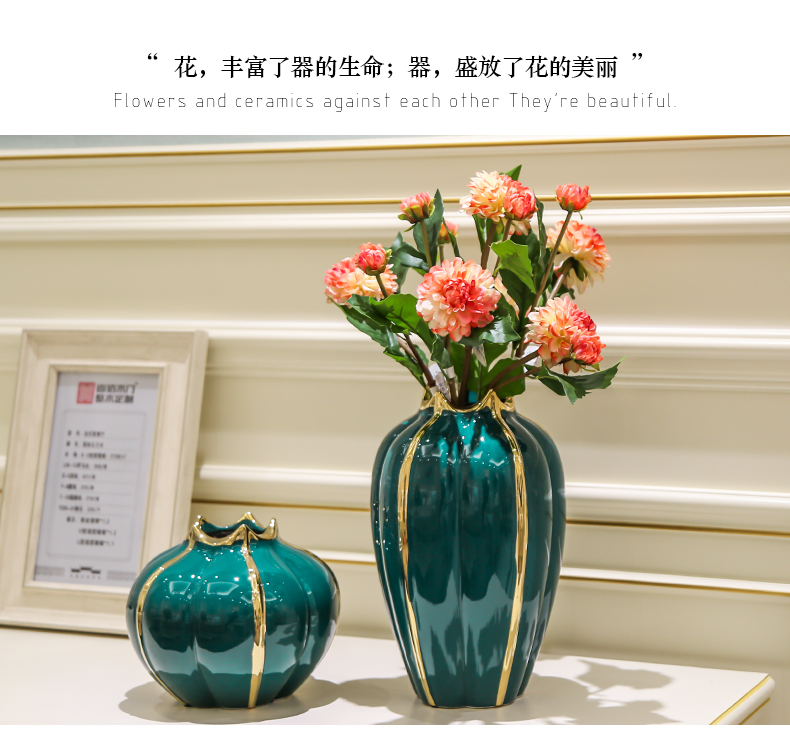 Light European - style key-2 luxury furnishing articles ceramic vase simulation flower flowers, dried flowers sitting room table, TV ark, household soft adornment