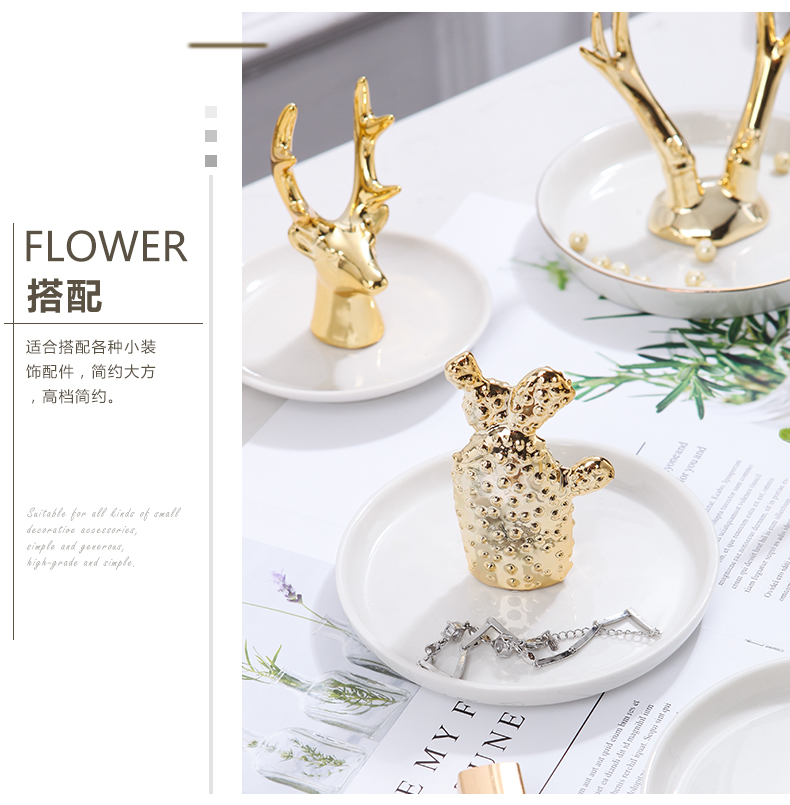 The Export quality ceramic jewelry wearing jewelry necklace gold jewelry tray antlers receive plate of flamingos small place