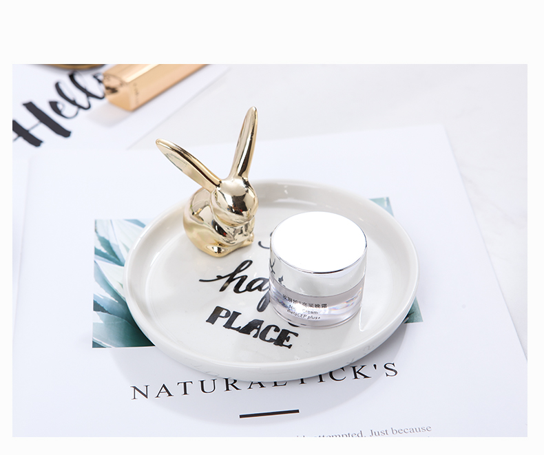 Nordic light much creative English rabbit jewelry disc necklace ring watches receive plate creative move ceramic small place