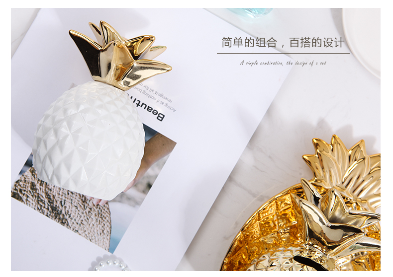 Creative ceramic pineapple furnishing articles of modern simplicity Nordic bedroom room wine sitting room adornment piggy bank