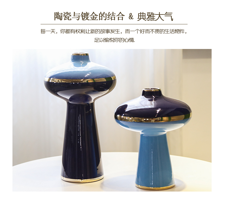 Light key-2 luxury furnishing articles ceramic vase simulation flower arranging new Chinese style household TV ark home sitting room porch decoration ornament