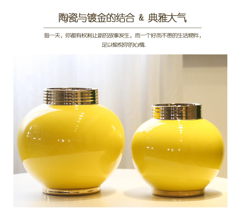 Jingdezhen mesa gold - plated circular vase decoration of the new Chinese style furnishing articles between sitting room dining - room hotel example big decoration