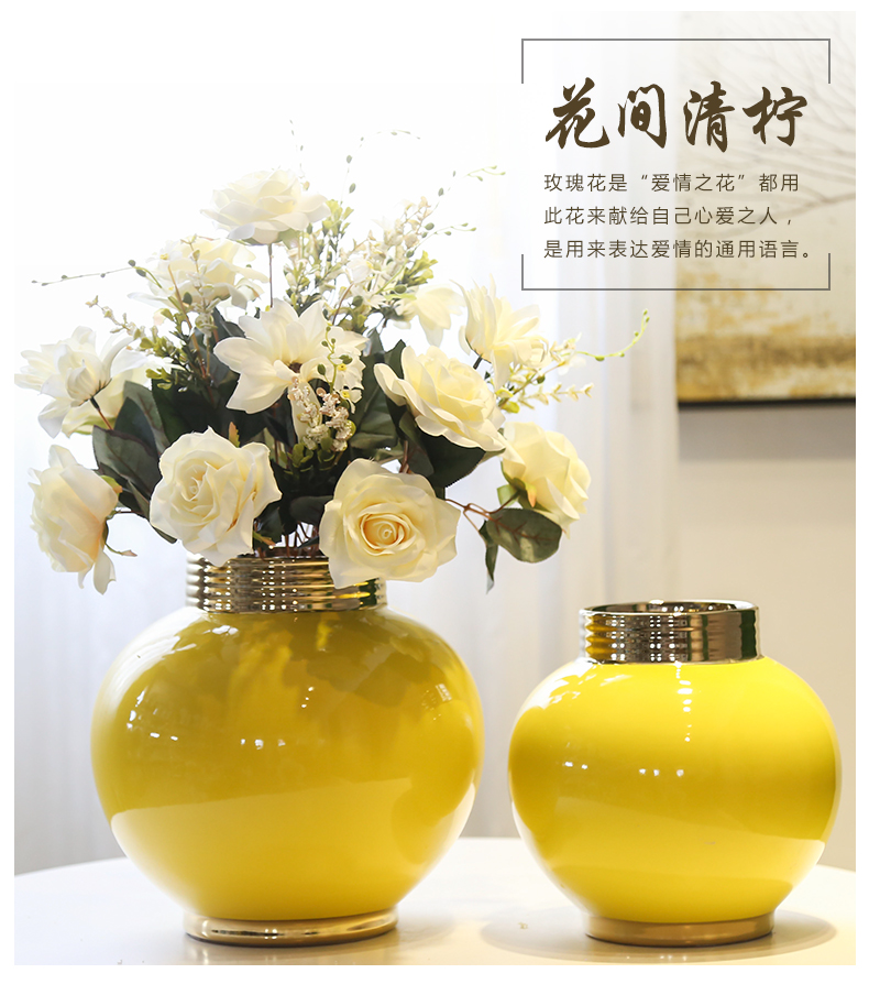 Jingdezhen mesa gold - plated circular vase decoration of the new Chinese style furnishing articles between sitting room dining - room hotel example big decoration