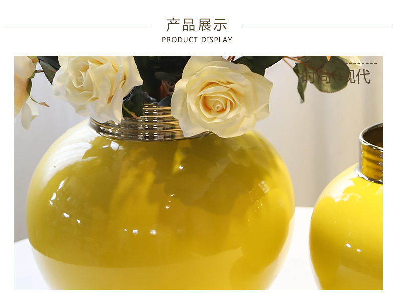 Jingdezhen mesa gold - plated circular vase decoration of the new Chinese style furnishing articles between sitting room dining - room hotel example big decoration