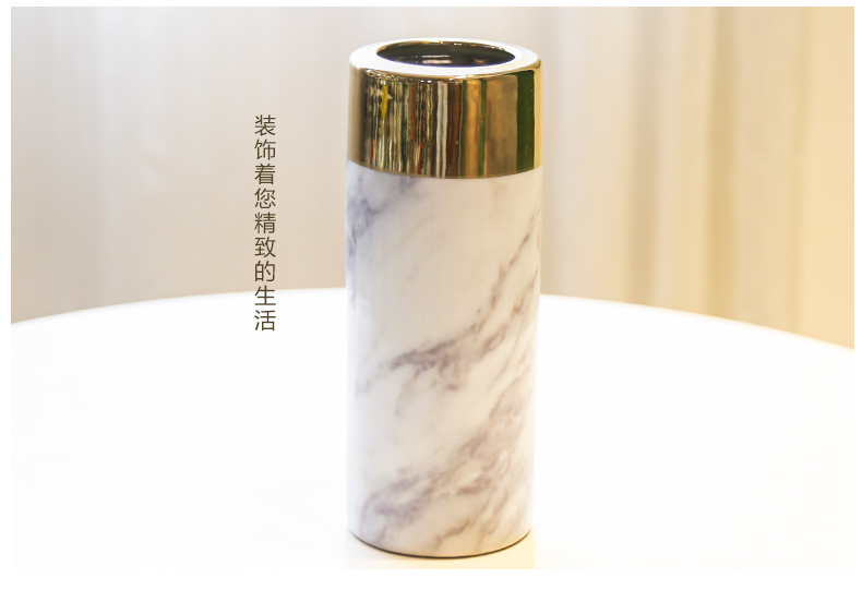 Jingdezhen new Chinese style light much creative flower marbled ceramic vase furnishing articles hotel sitting room adornment