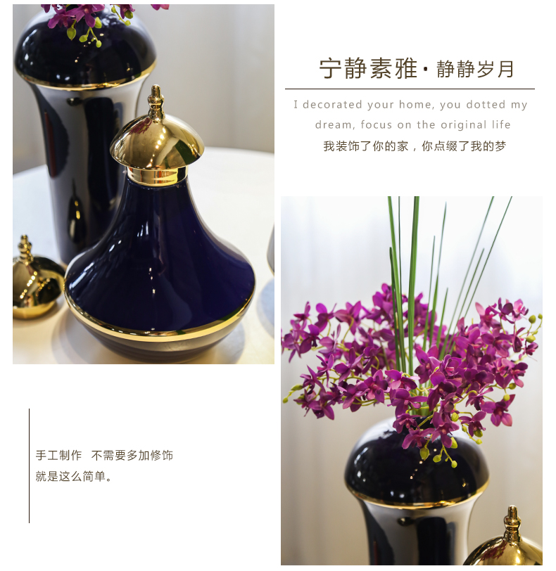 Jingdezhen ceramic general canister light of new Chinese style living room key-2 luxury furnishing articles club mesa receptacle between example hotel floral outraged