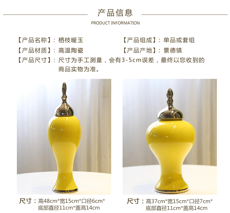 General new Chinese jingdezhen ceramic pot furnishing articles piggy bank creative living room yellow flower flower bottle ornament